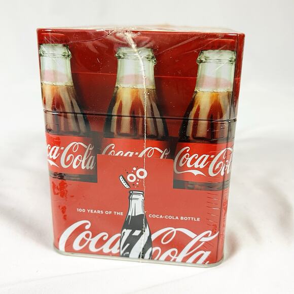Vtg Coca Cola 100 Years Of The Bottle Tin Box w/ Recipe Cards New Sealed - Picture 4 of 7